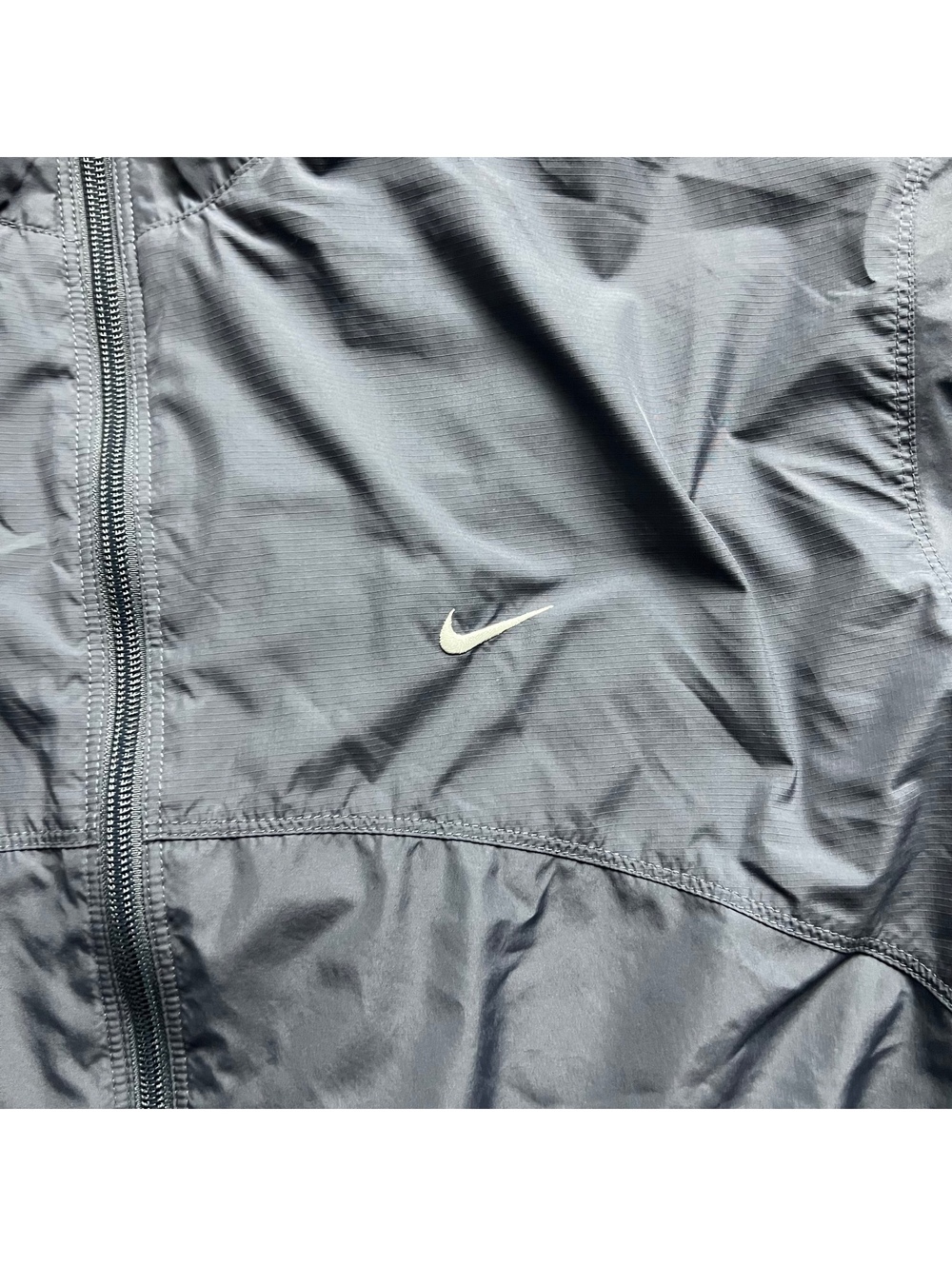 Vintage Y2K Grey Striped Nike Track Jacket Sz. XL Drawcords Embroidered Swoosh - Picture 6 of 9